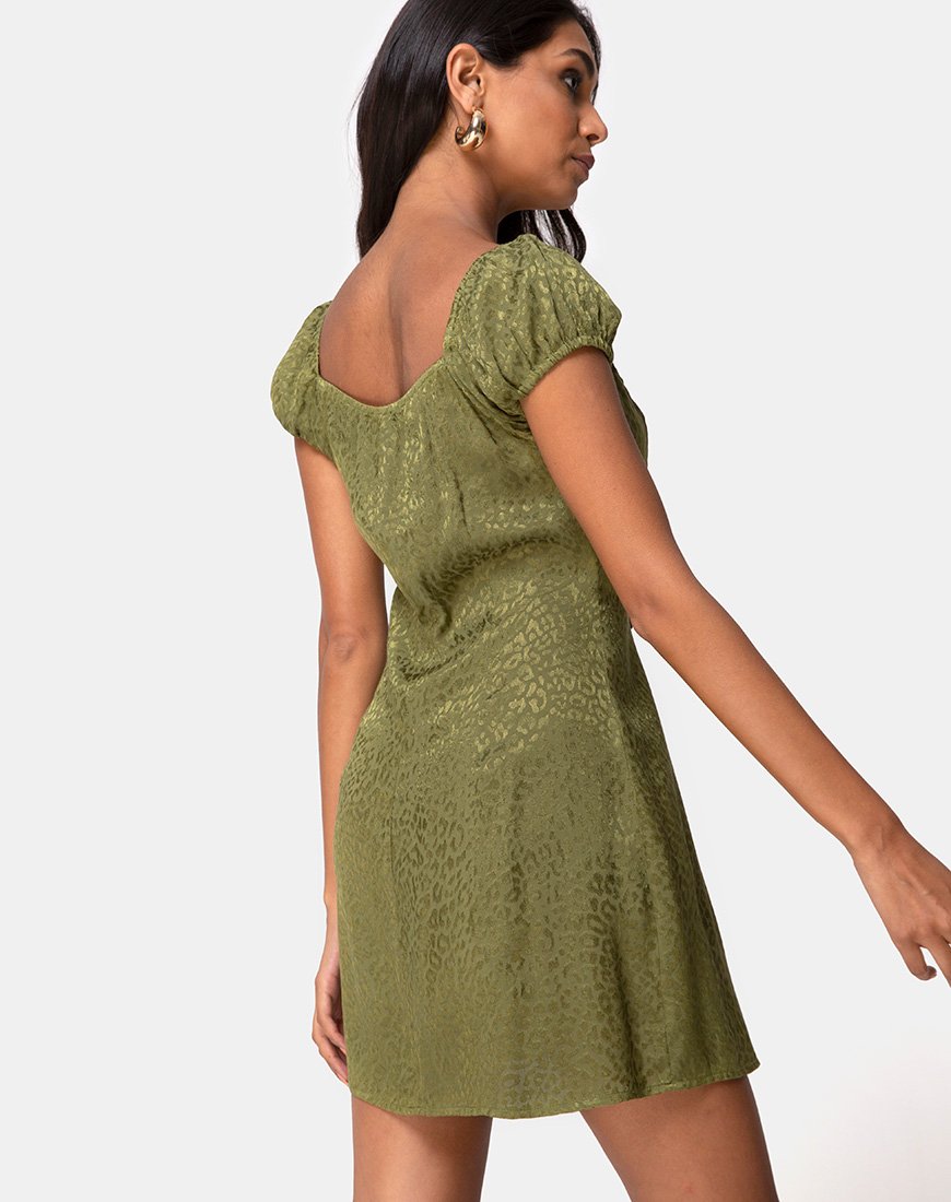 Immagine di Gaval Mini Abito in Raso Ghepardo Khaki