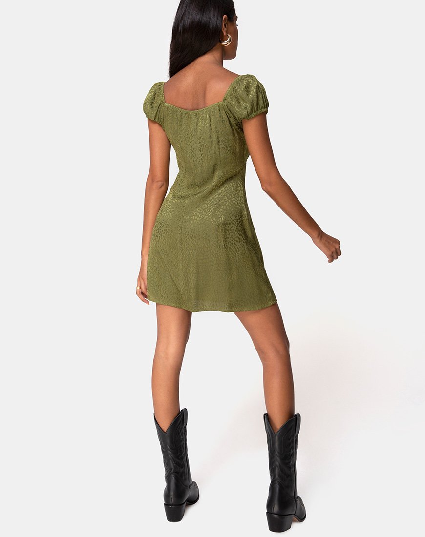 Immagine di Gaval Mini Abito in Raso Ghepardo Khaki