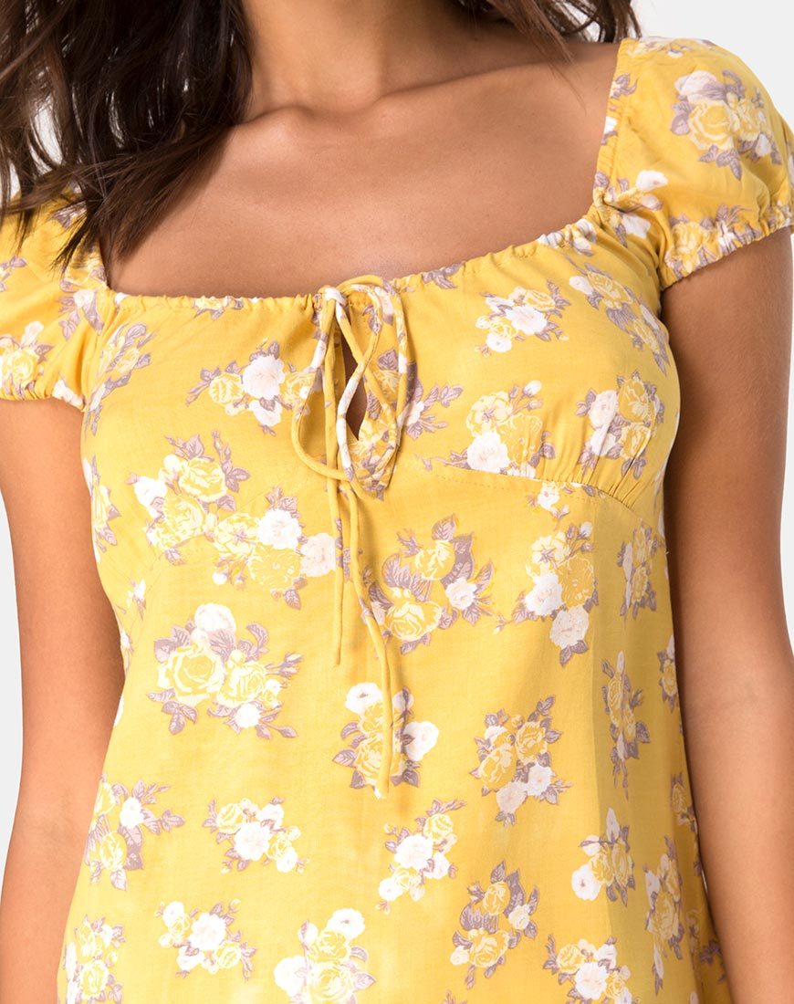 Immagine di Gaval Mini Dress in Rose Bunch Yellow