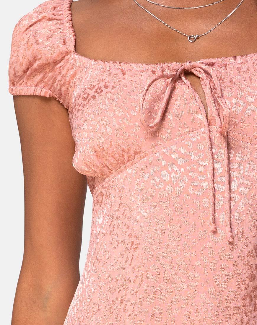 Immagine di Gaval Mini Abito in Raso Ghepardo Rosa Polveroso