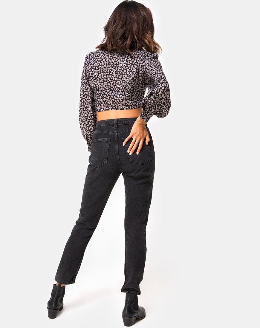 Immagine di Gazalo Cropped Top in Ditsy Rose Nero