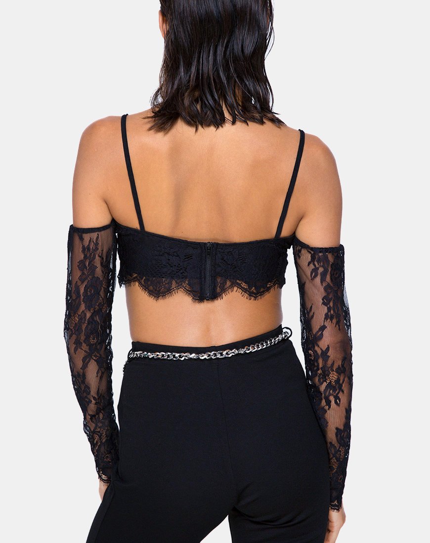 Geazy Bralette Top in pizzo nero