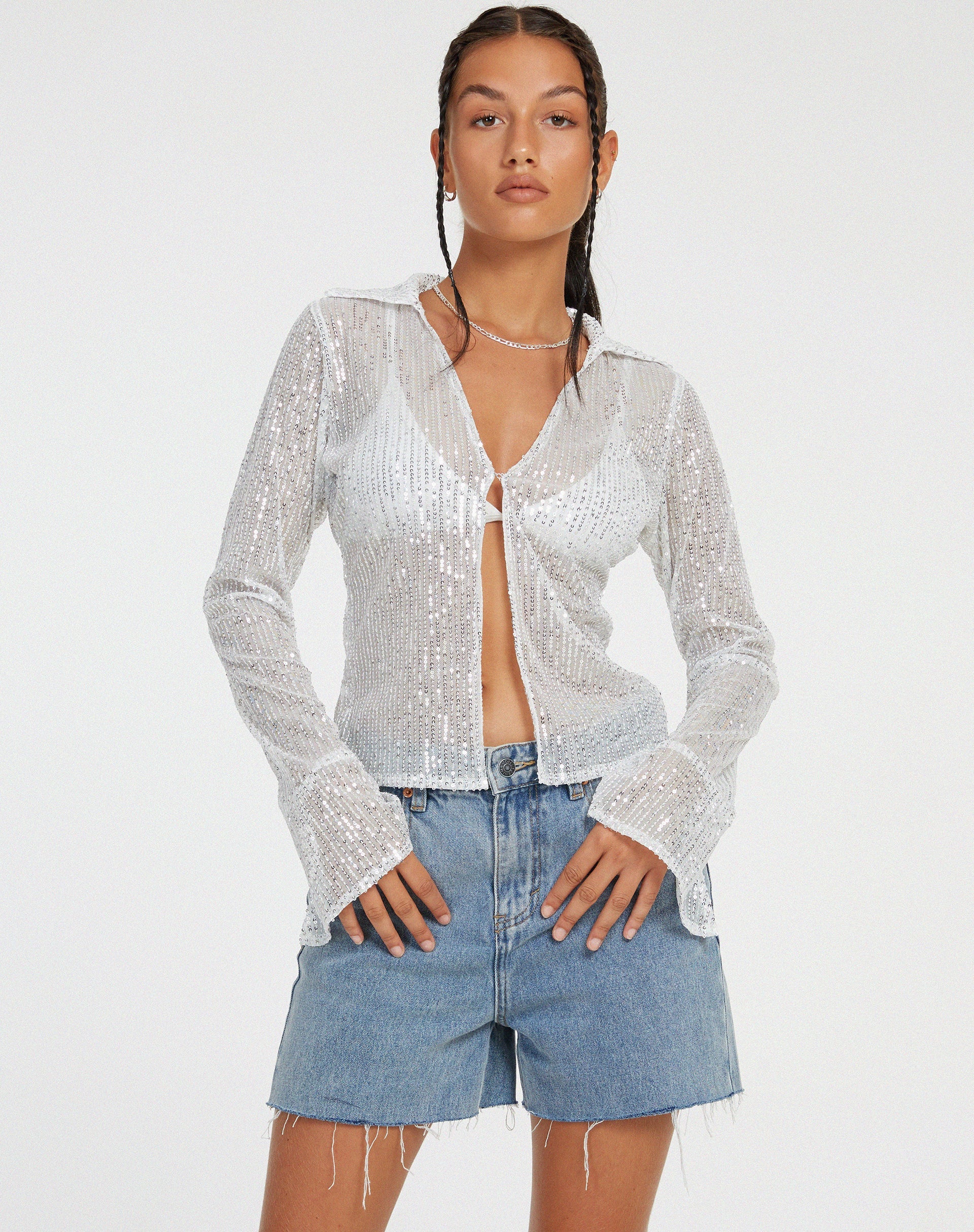 immagine di Gedza Top in argento con paillettes