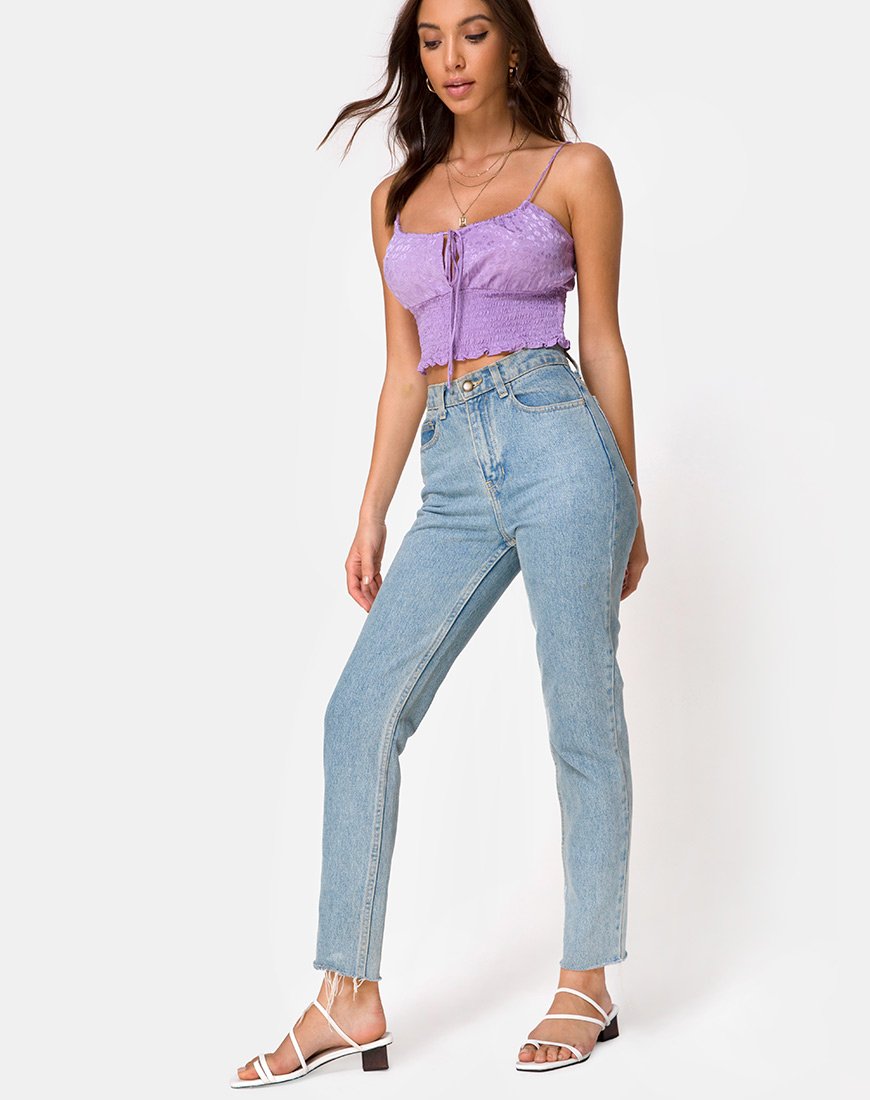 Immagine di Gemala Cami Top in satin Ditsy Rose Lavanda