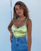 Immagine di Gemlou Cami Top in raso verde lime