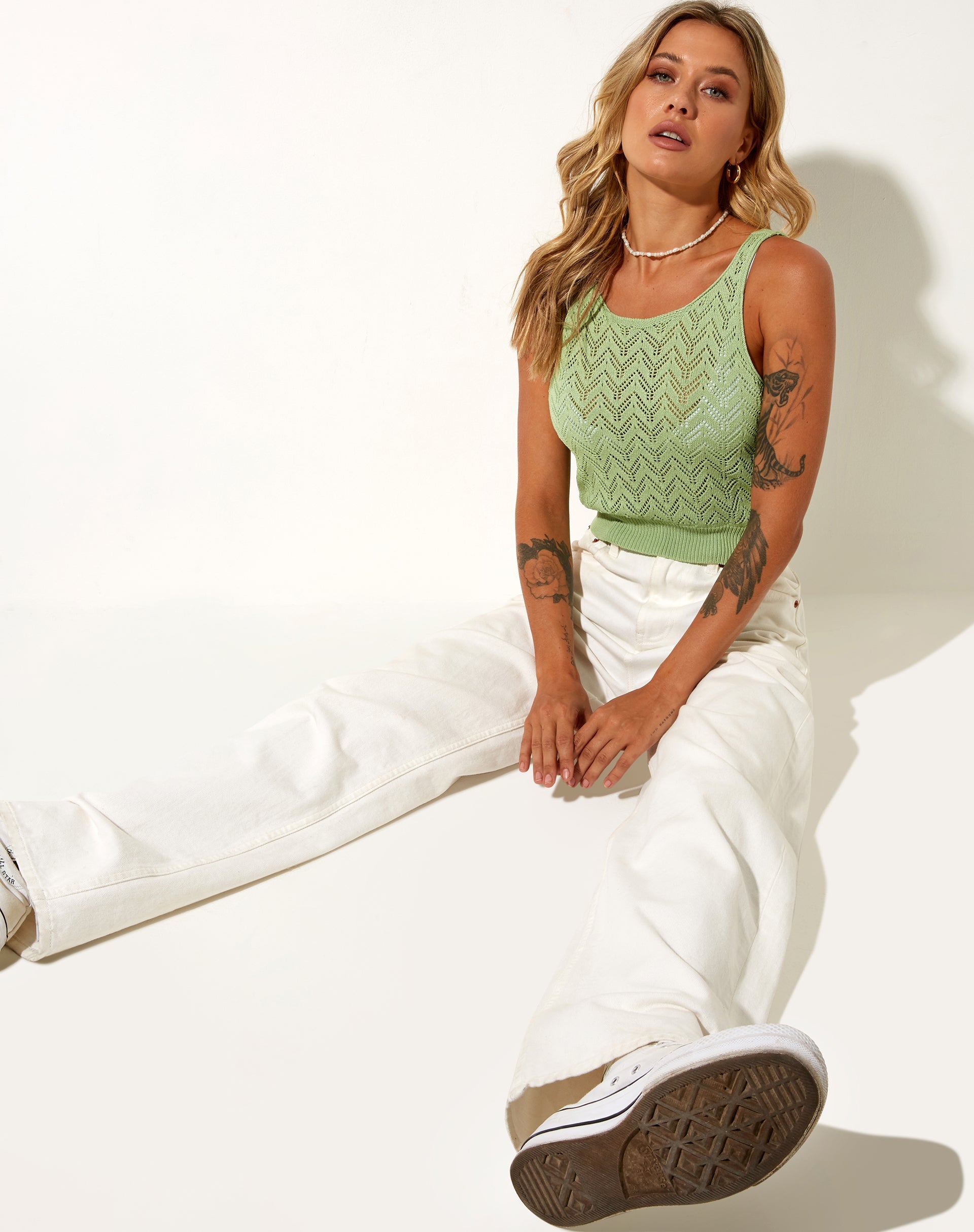 Immagine di Gera Top in Crochet Pointelle Verde