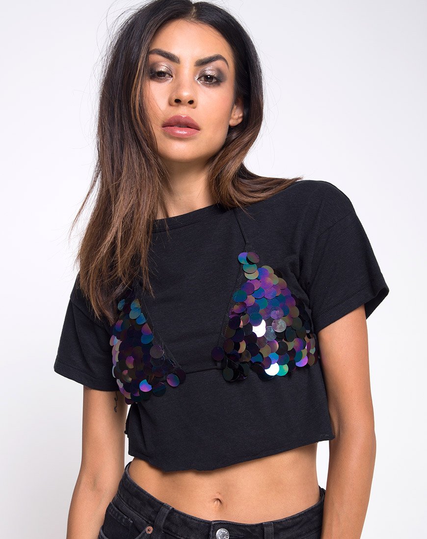 Gwen - Bralet in disco di paillettes - Petrol