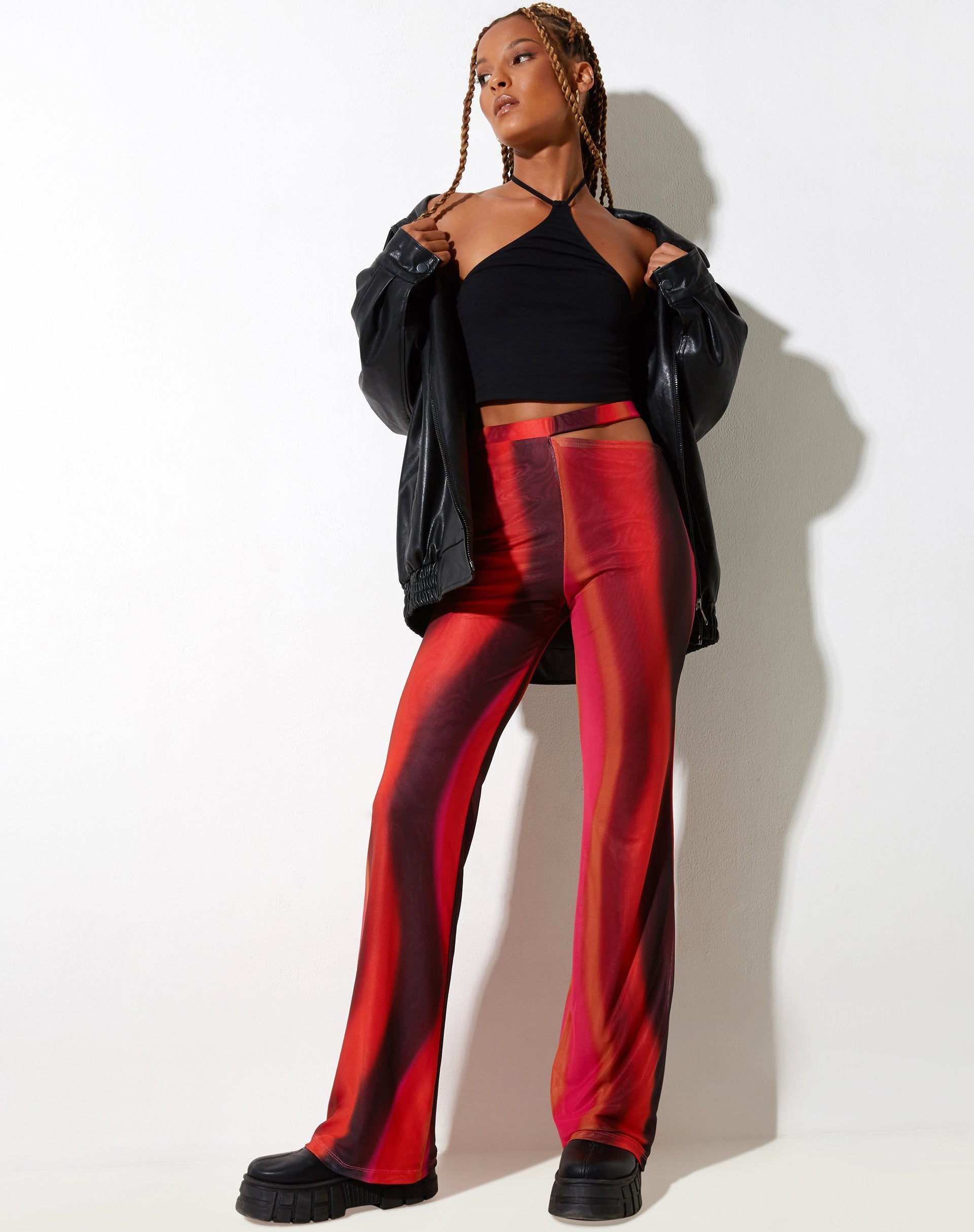 Pantalone Zola Flare in arancione e rosa solarizzato