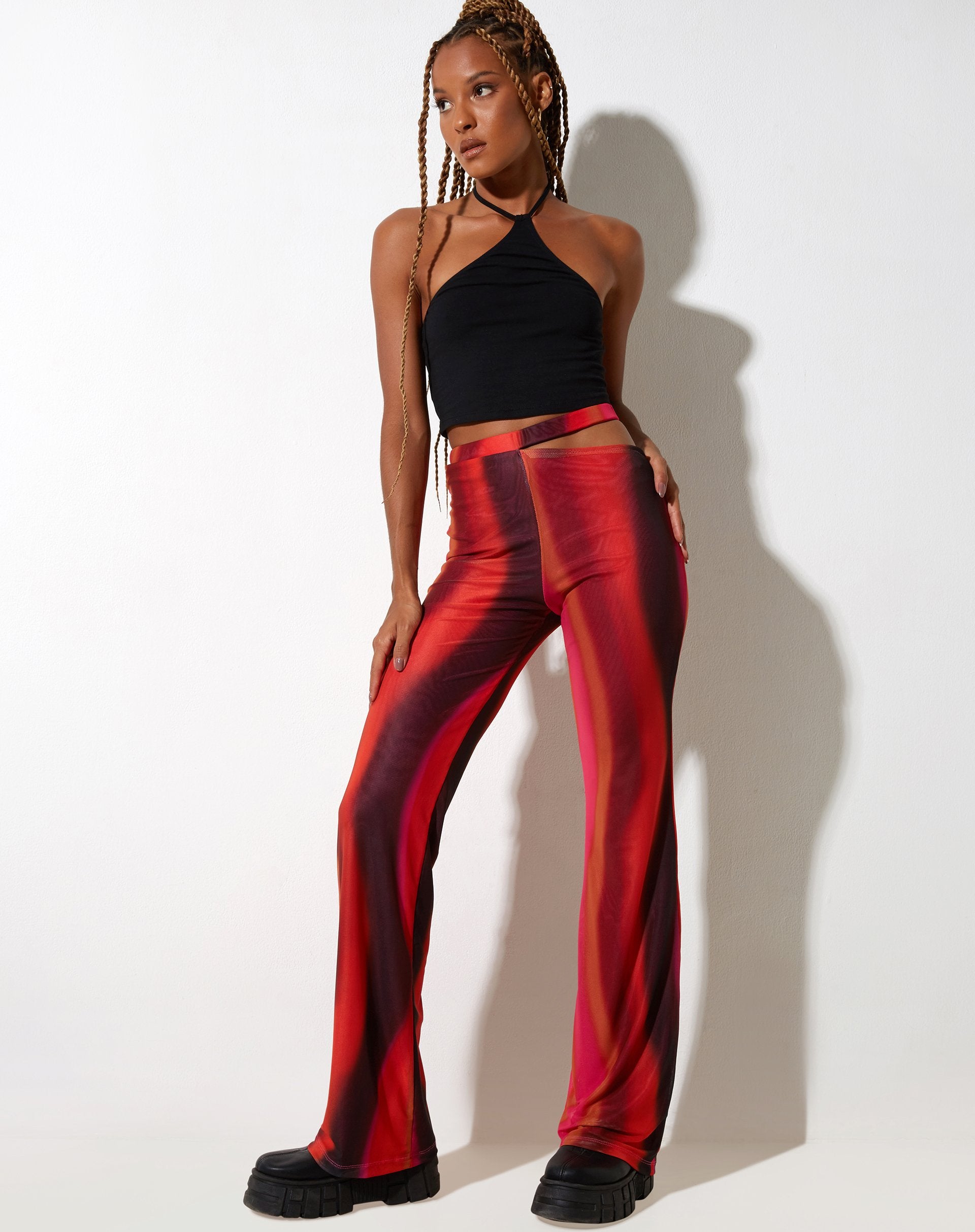 Pantalone Zola Flare in arancione e rosa solarizzato