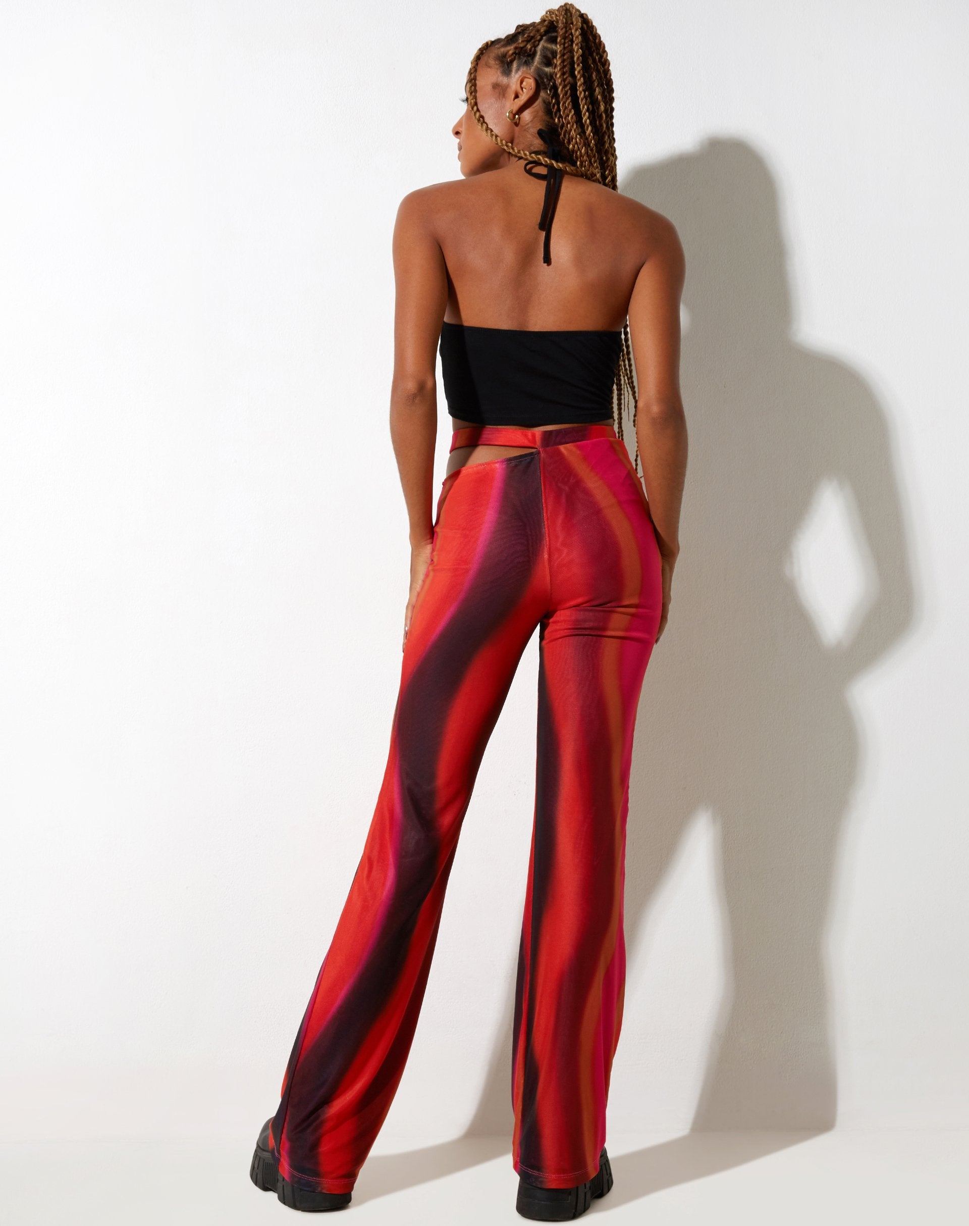 Pantalone Zola Flare in arancione e rosa solarizzato