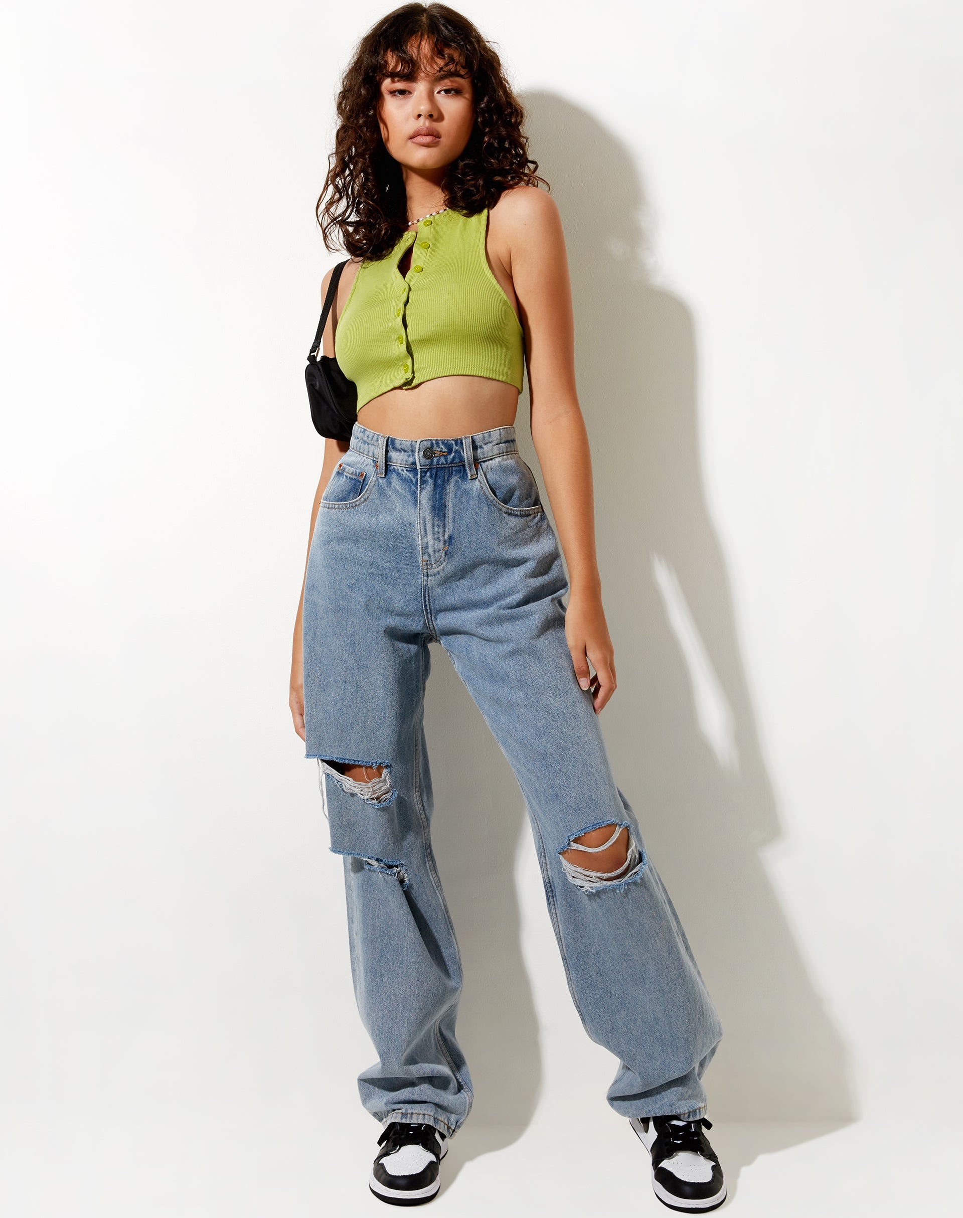 Immagine di Gilly Crop Top in Rib Leaf Green