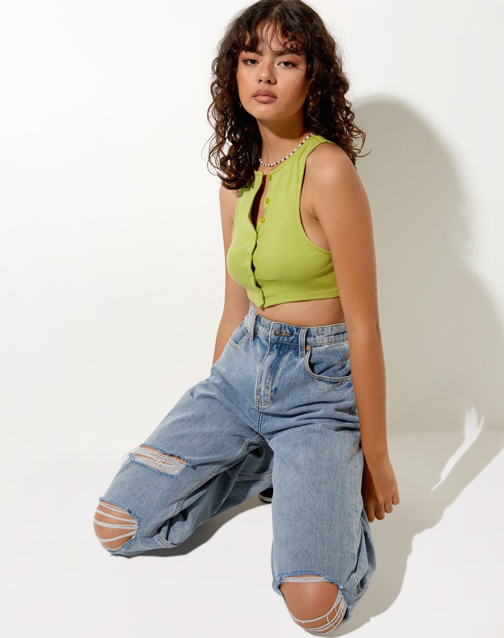 Immagine di Gilly Crop Top in Rib Leaf Green