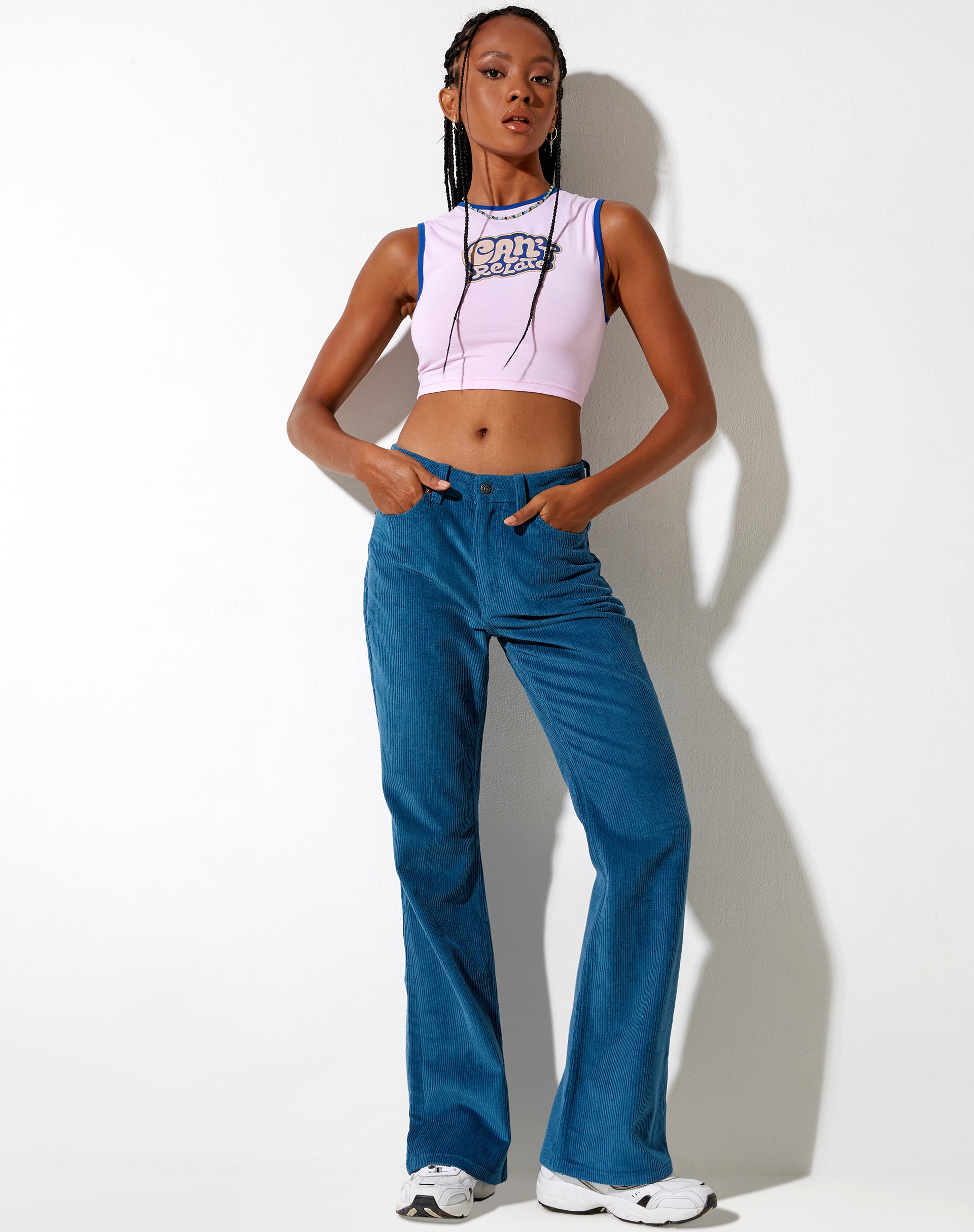 Immagine di Gimon Crop Top in Rosa Legare Blu Cant Relate