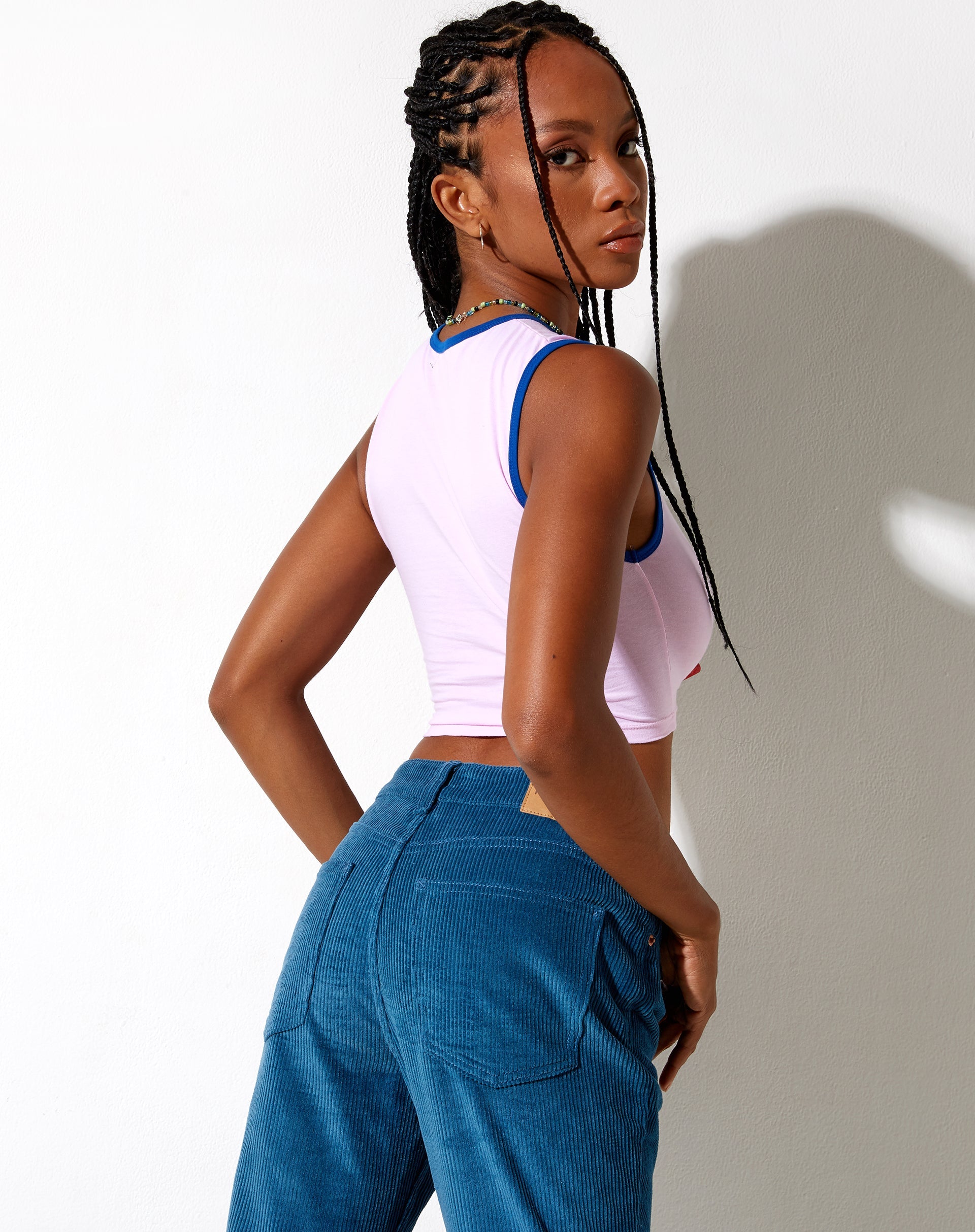 Immagine di Gimon Crop Top in Rosa Legare Blu Cant Relate