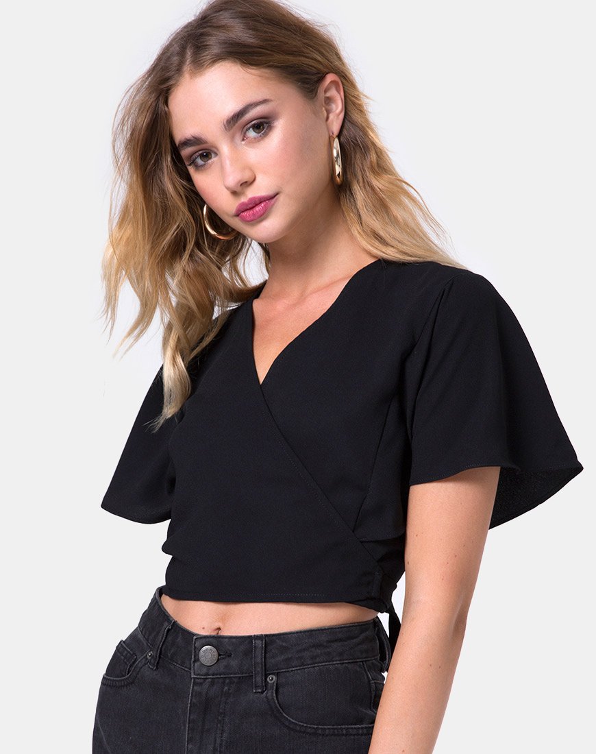 Gios Crop Top in nero crep