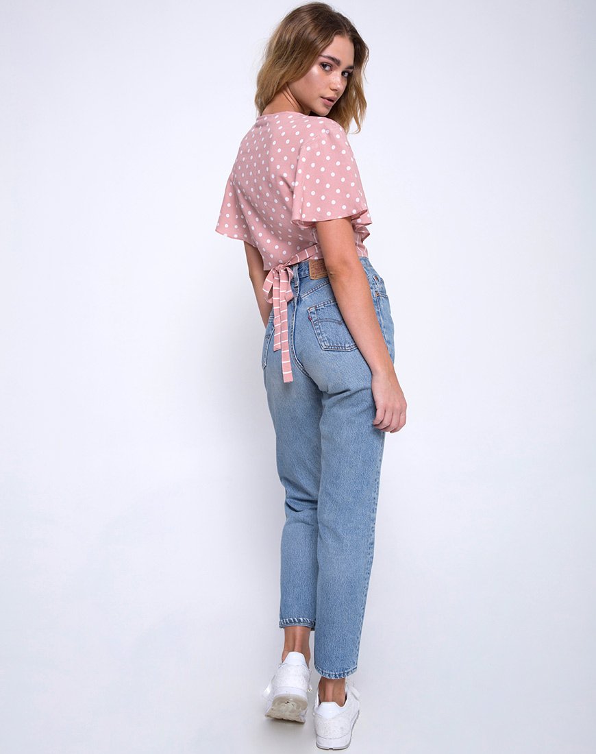 Immagine di Gios Wrap Top a righe rosa e bianco