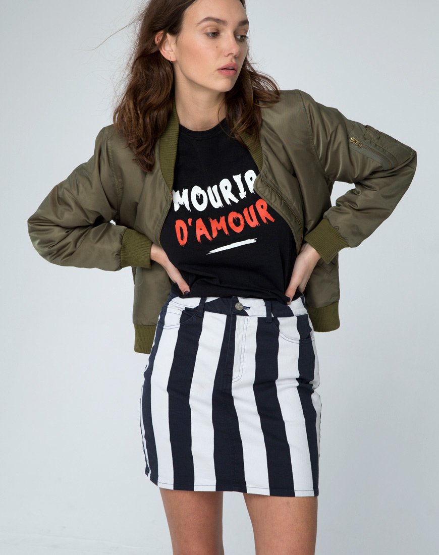 T-shirt Girl Fit in Mourir D'Amour Nero