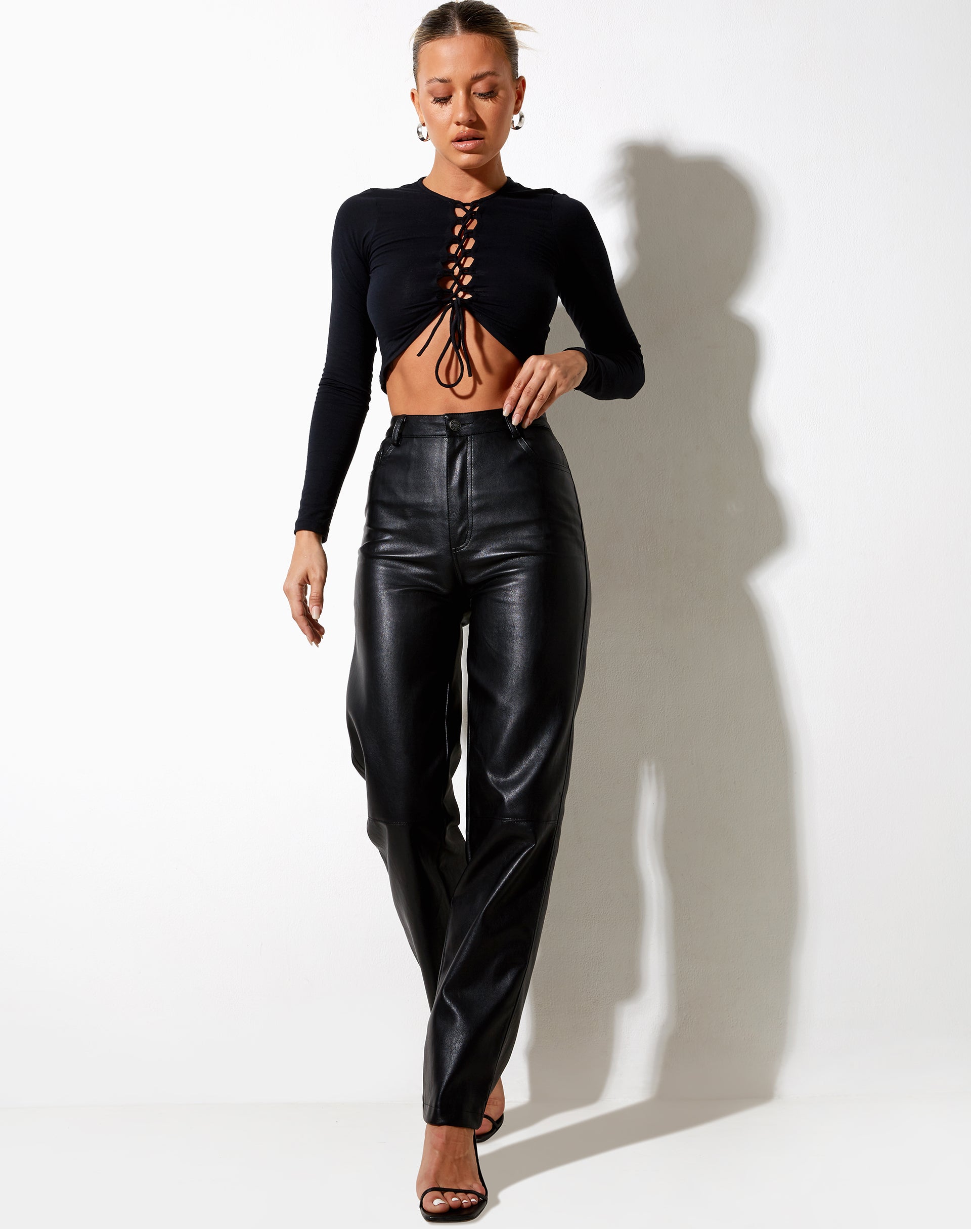 Immagine di Gisy Crop Top in Lycra Nero