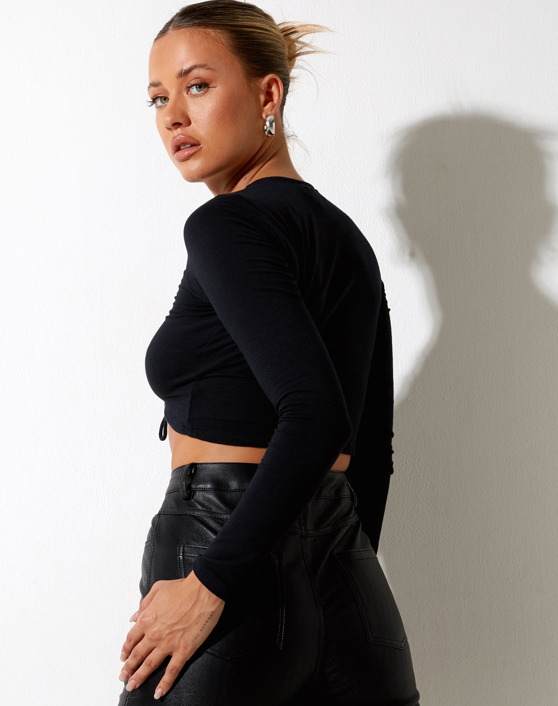 Immagine di Gisy Crop Top in Lycra Nero