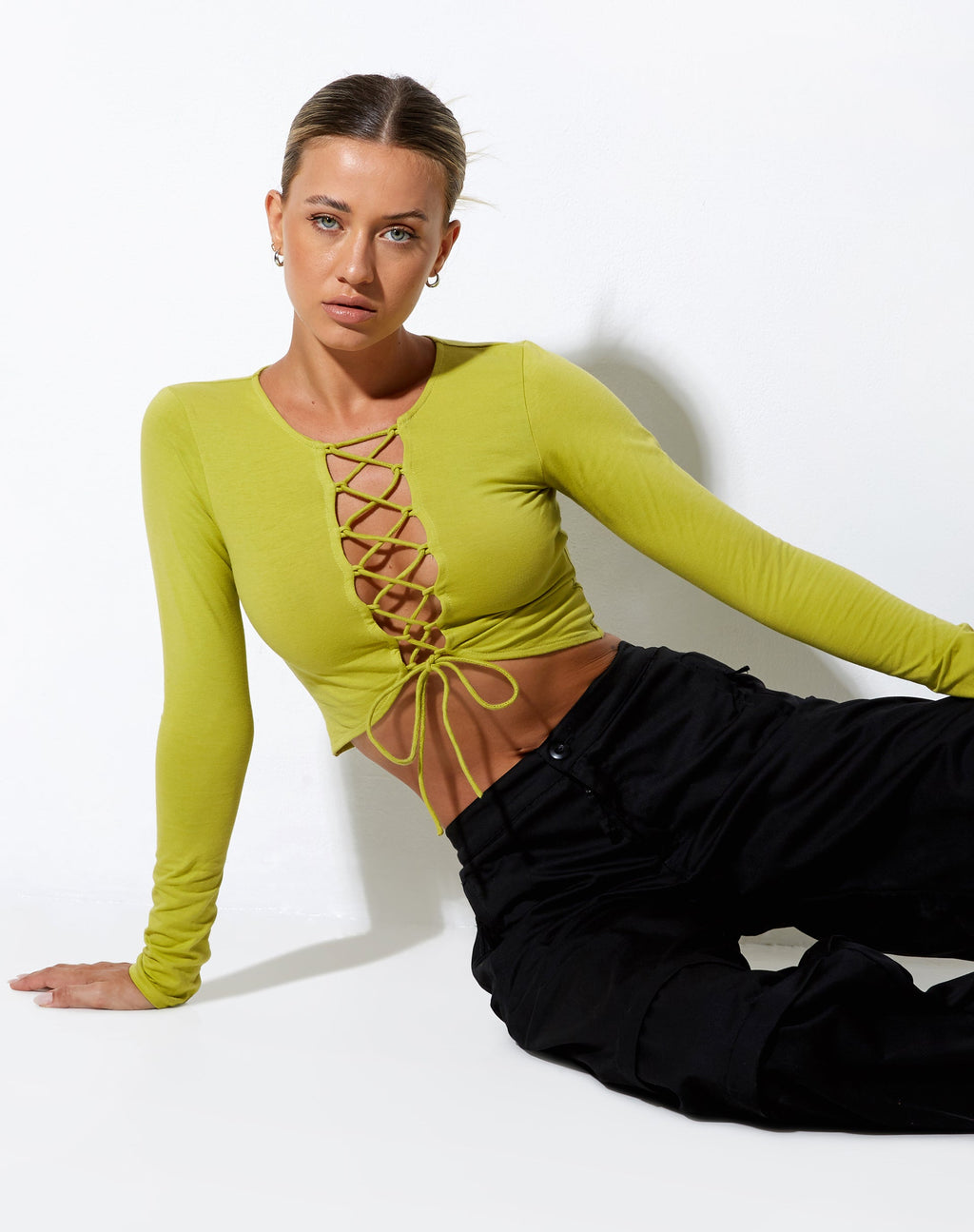 Crop Top a margherita in lycra lime