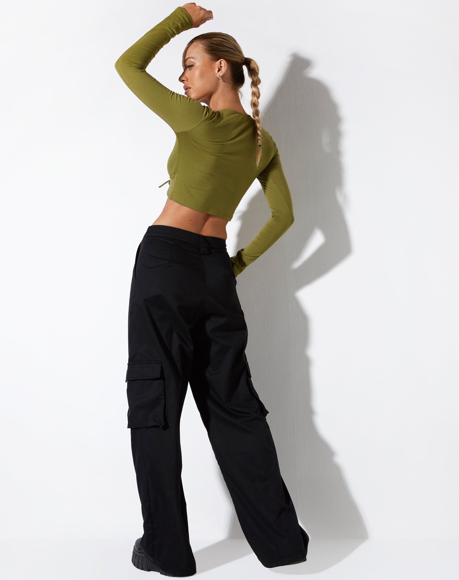 immagine di Gisy Crop Top in Lycra Khaki