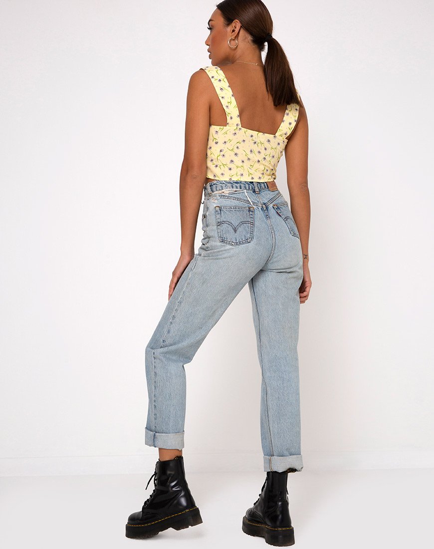 Immagine di Gladis Gilet Crop Top in fiore selvatico Lemon Drop
