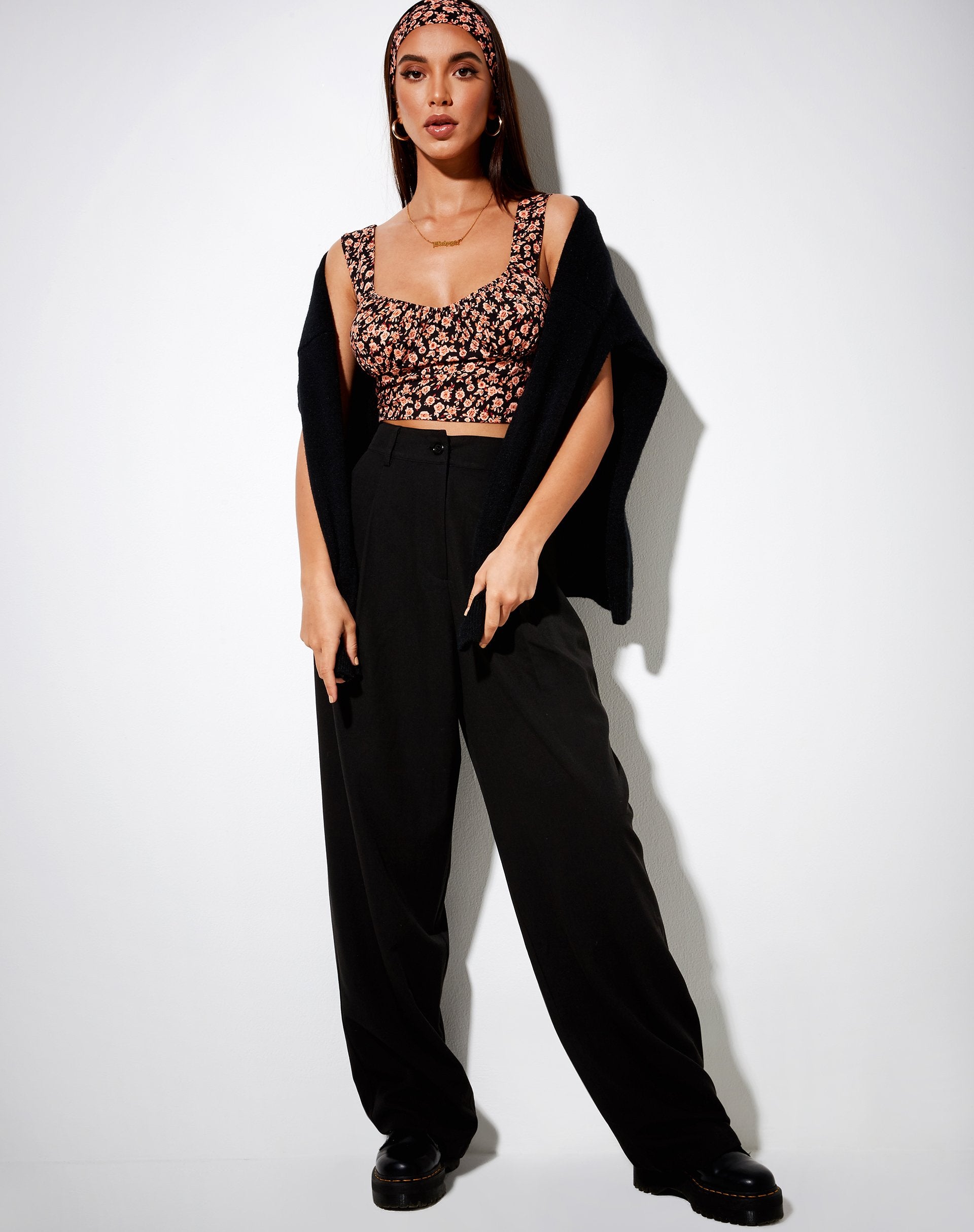 Immagine di Gladis Gilet Crop Top in Fiore d'Autunno