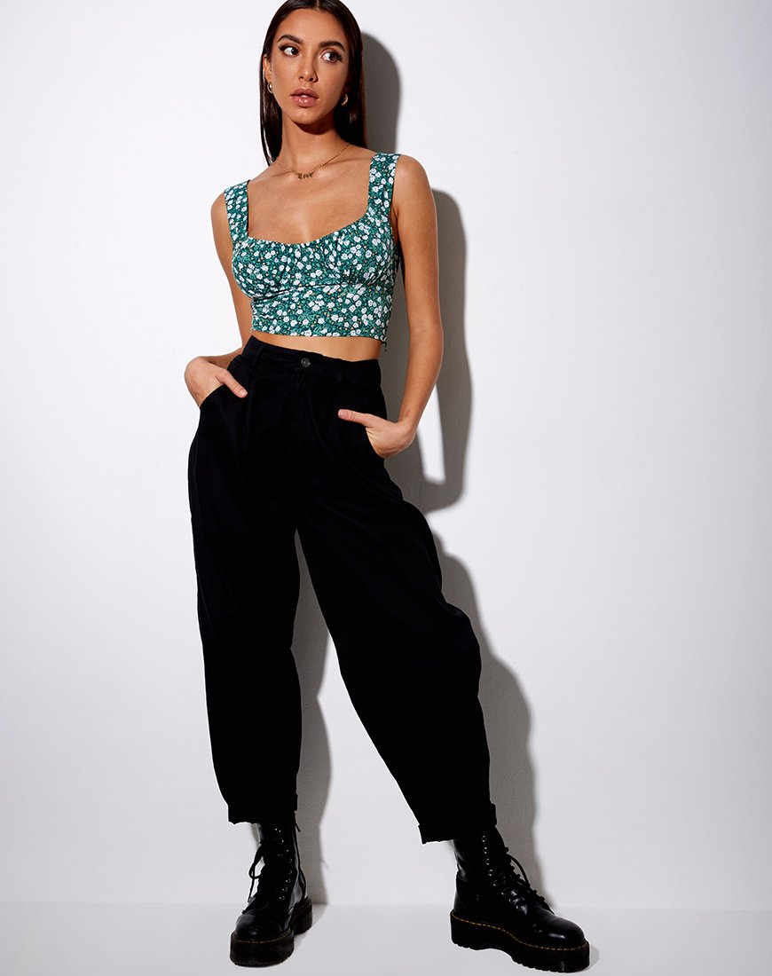 Immagine di Gladis Gilet Crop Top in verde campo floreale