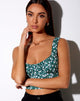 Immagine di Gladis Gilet Crop Top in verde campo floreale