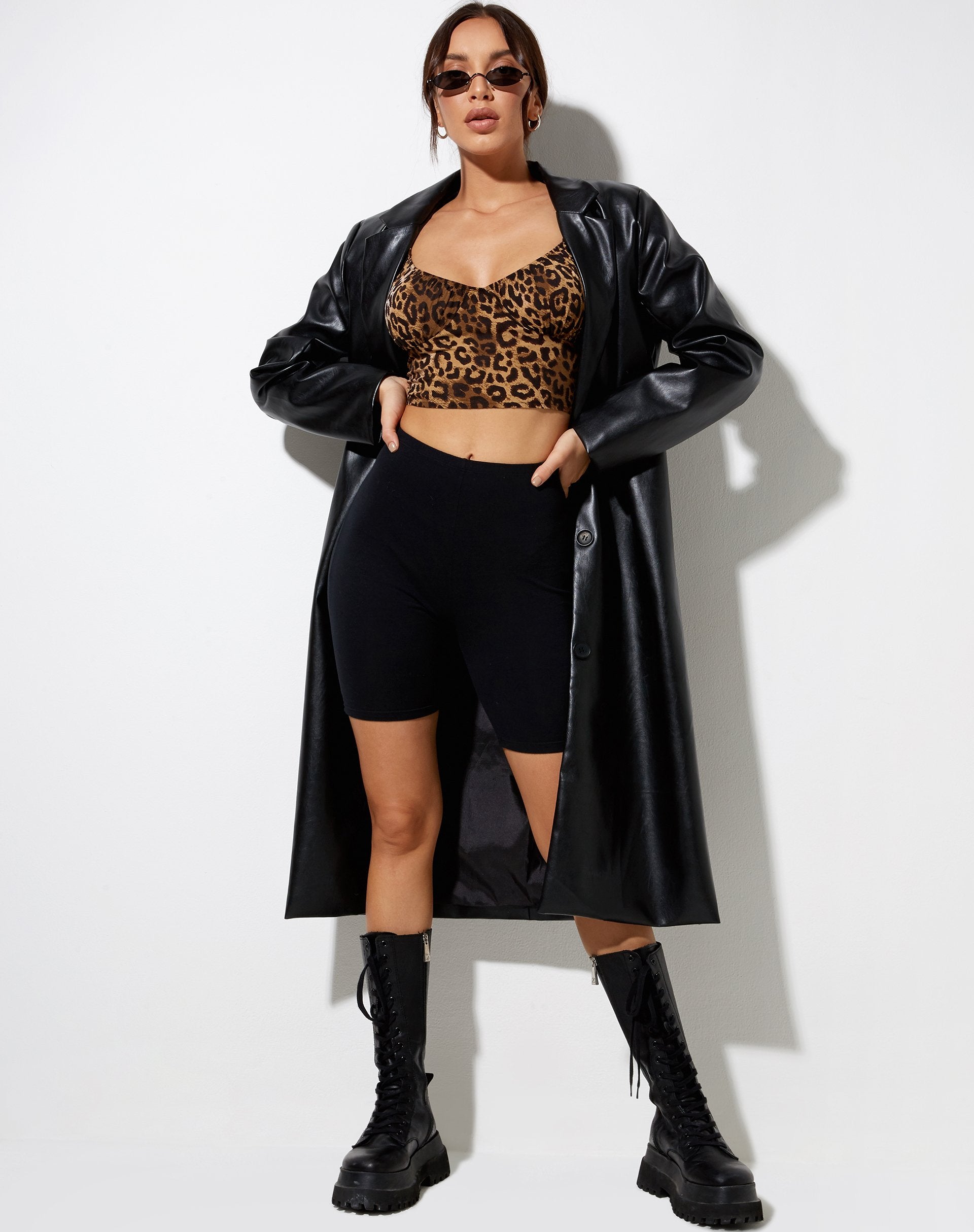 Immagine di Glafy Crop Top in Night Leopard Brown