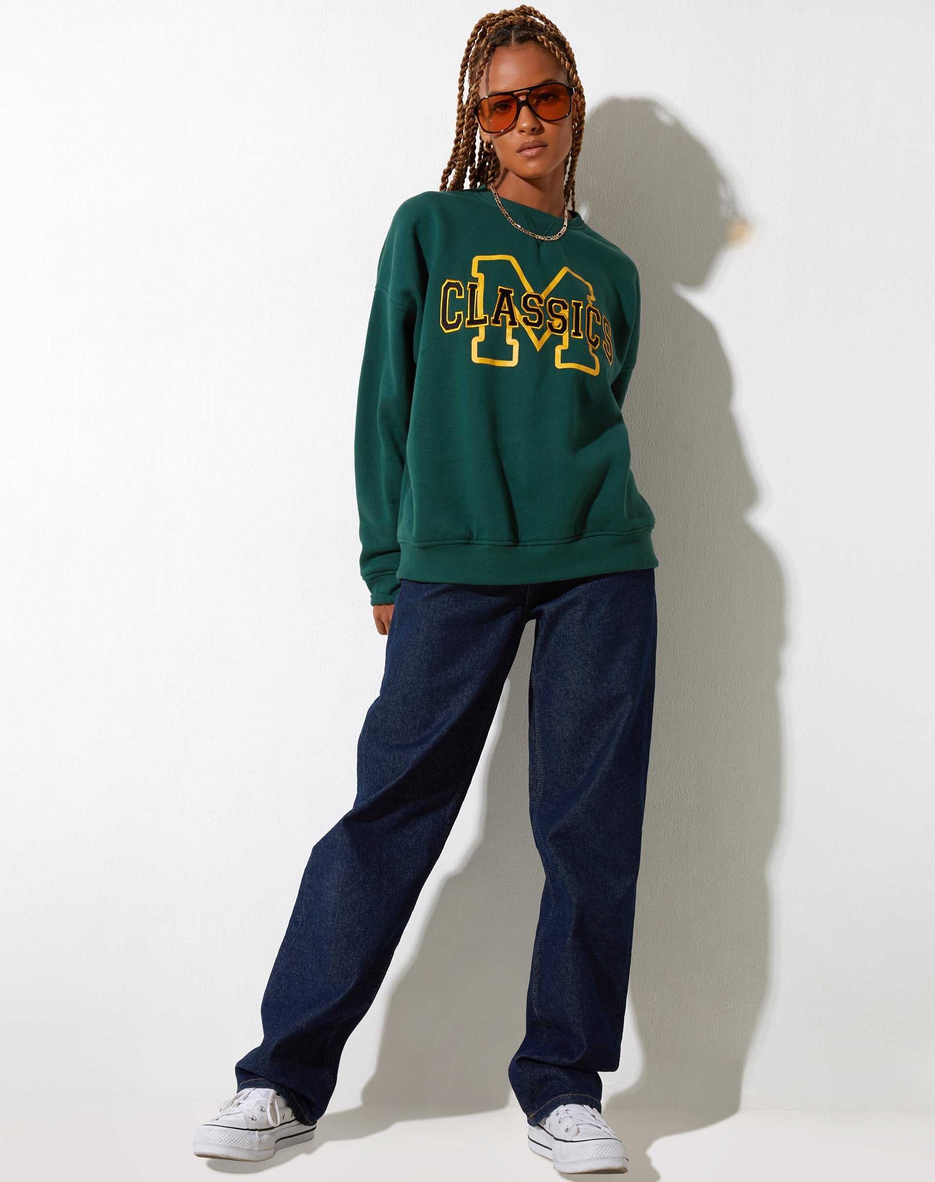 Felpa Glan in verde bosco M Classics
