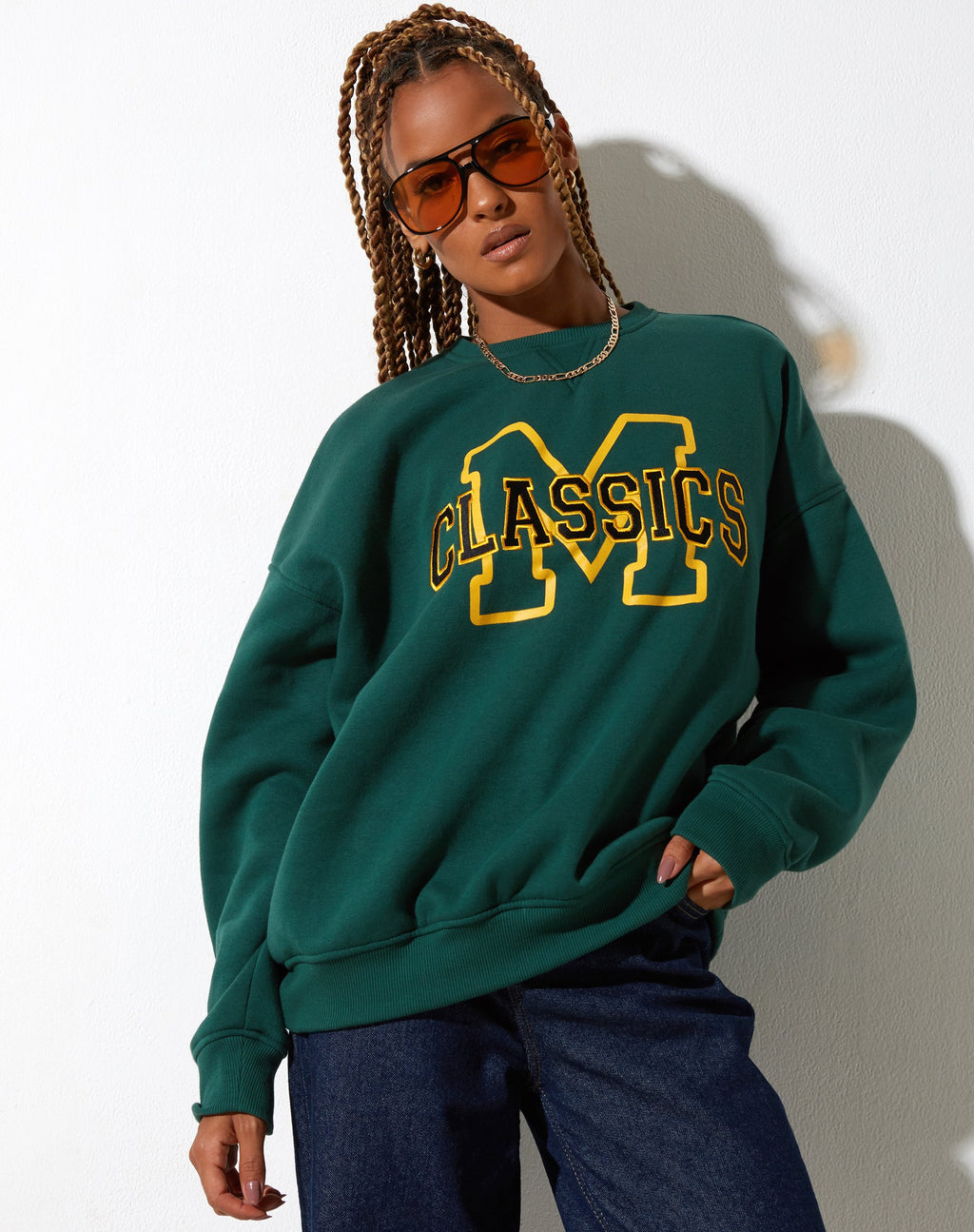 Felpa Glan in verde bosco M Classics