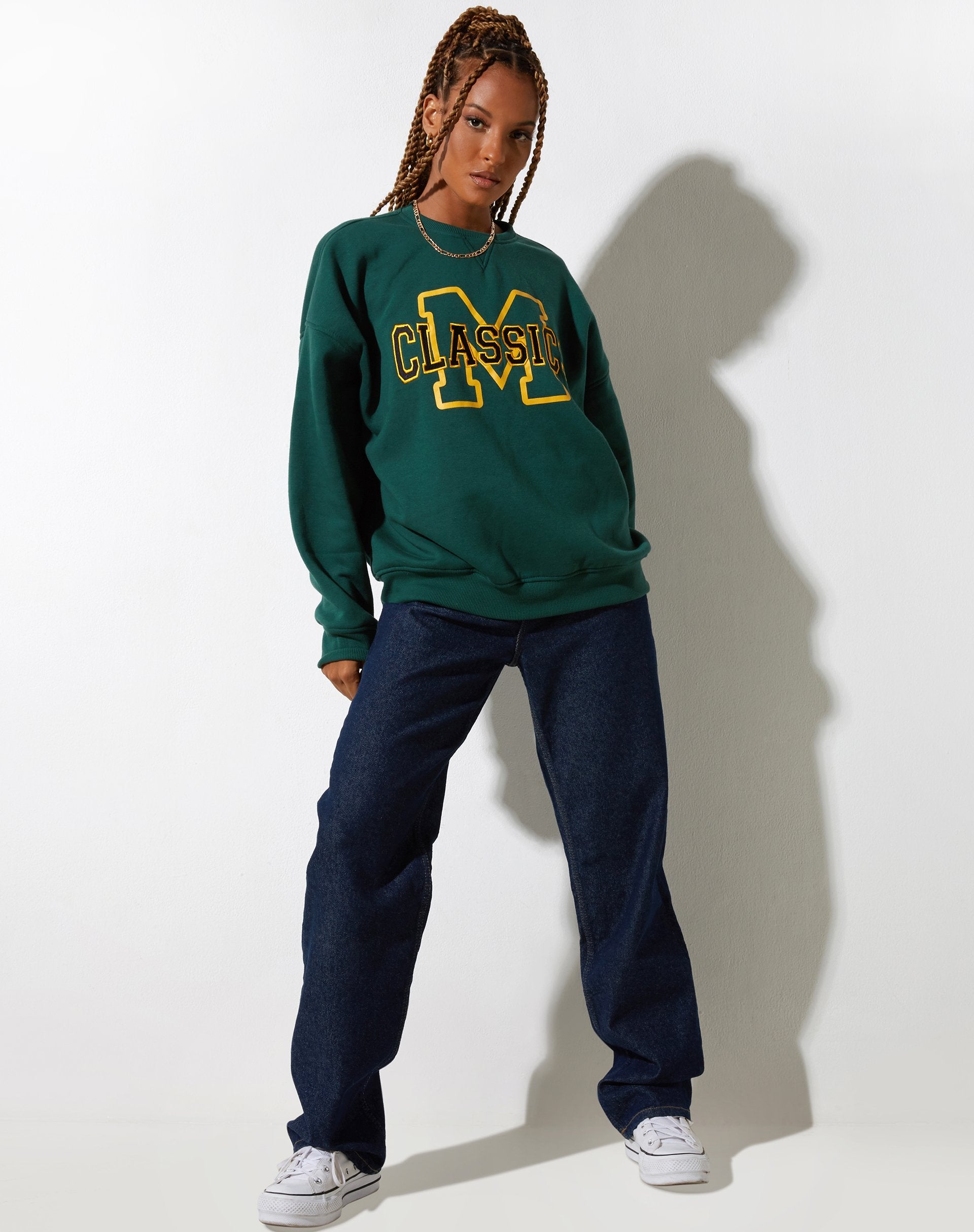 Felpa Glan in verde bosco M Classics