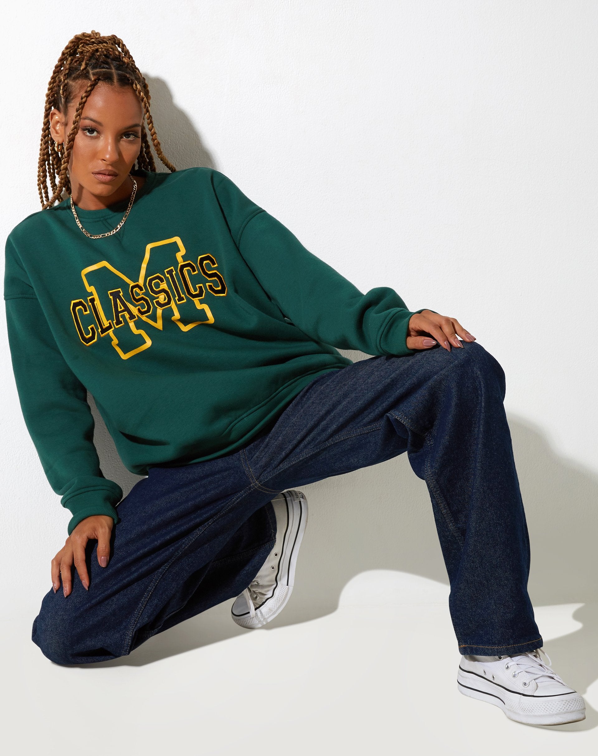 Felpa Glan in verde bosco M Classics