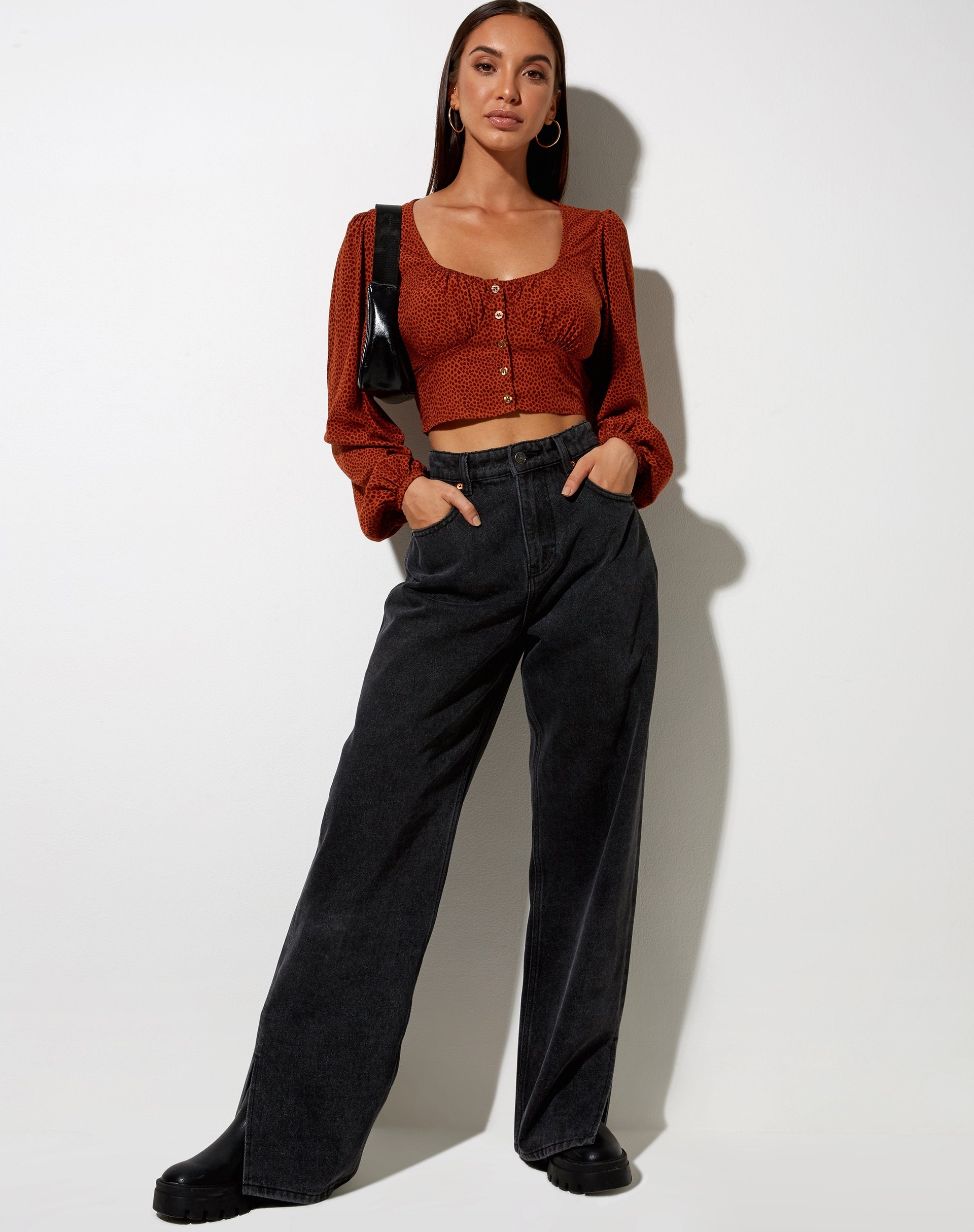 Immagine di Glario Crop Top in Mini Croc Brown