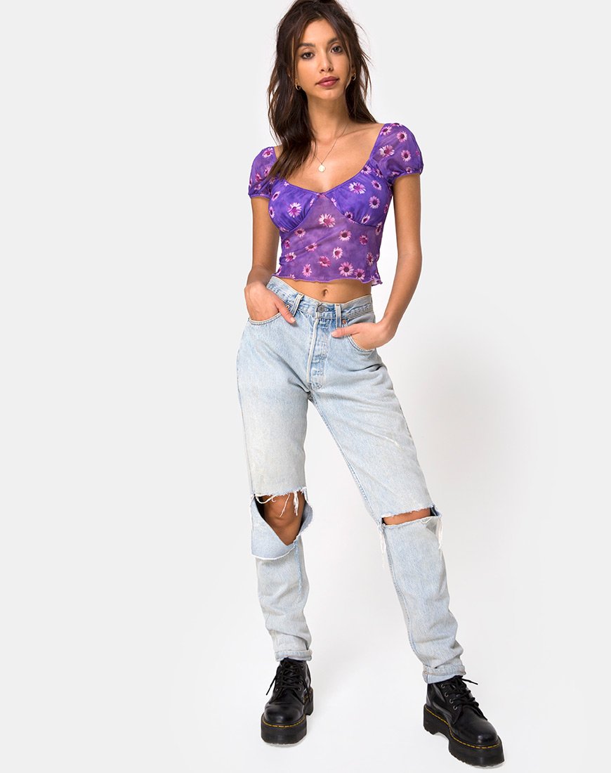 Immagine di Glasty Crop Top in Daisy Daze viola