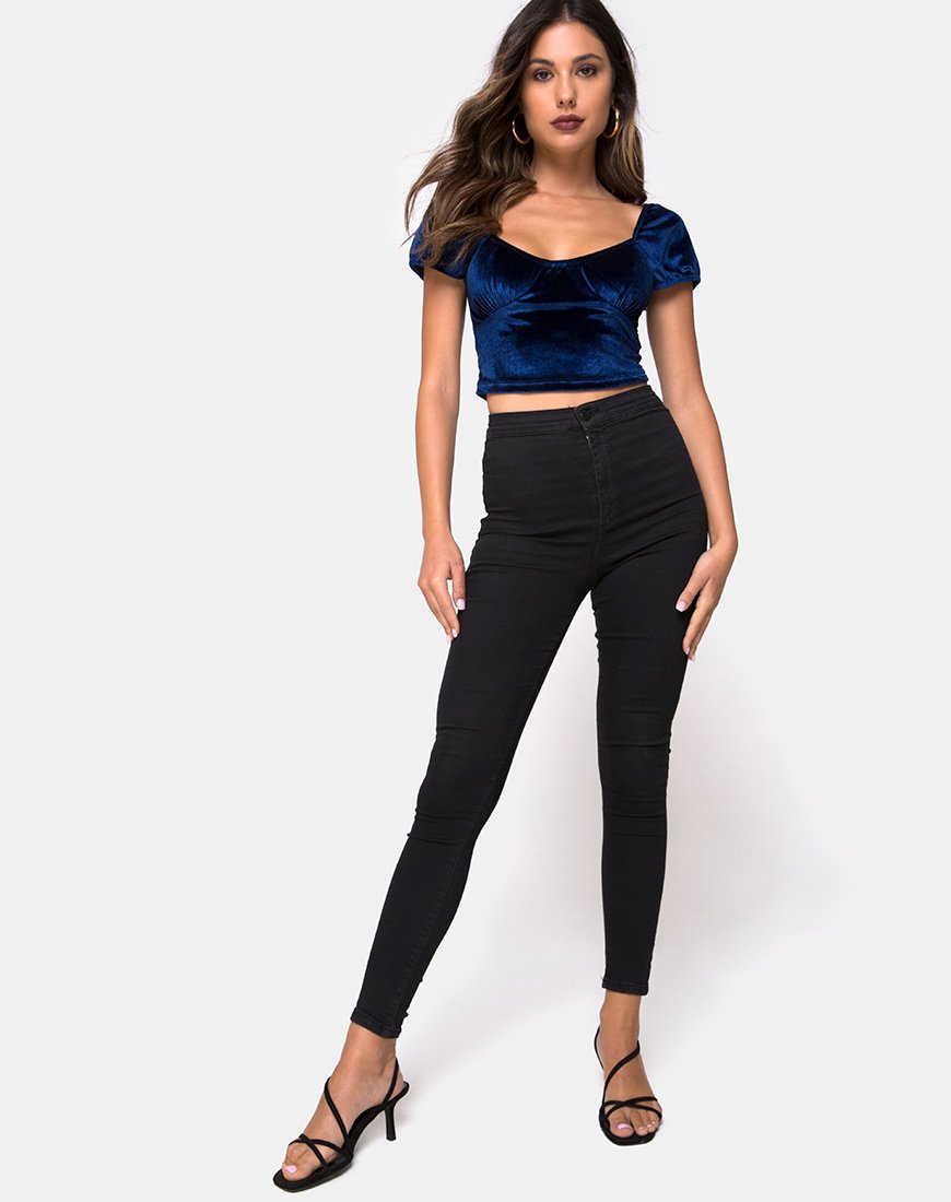 Immagine di Glaty Top in Velluto Navy