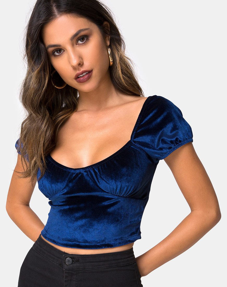 Top Glaty in velluto navy