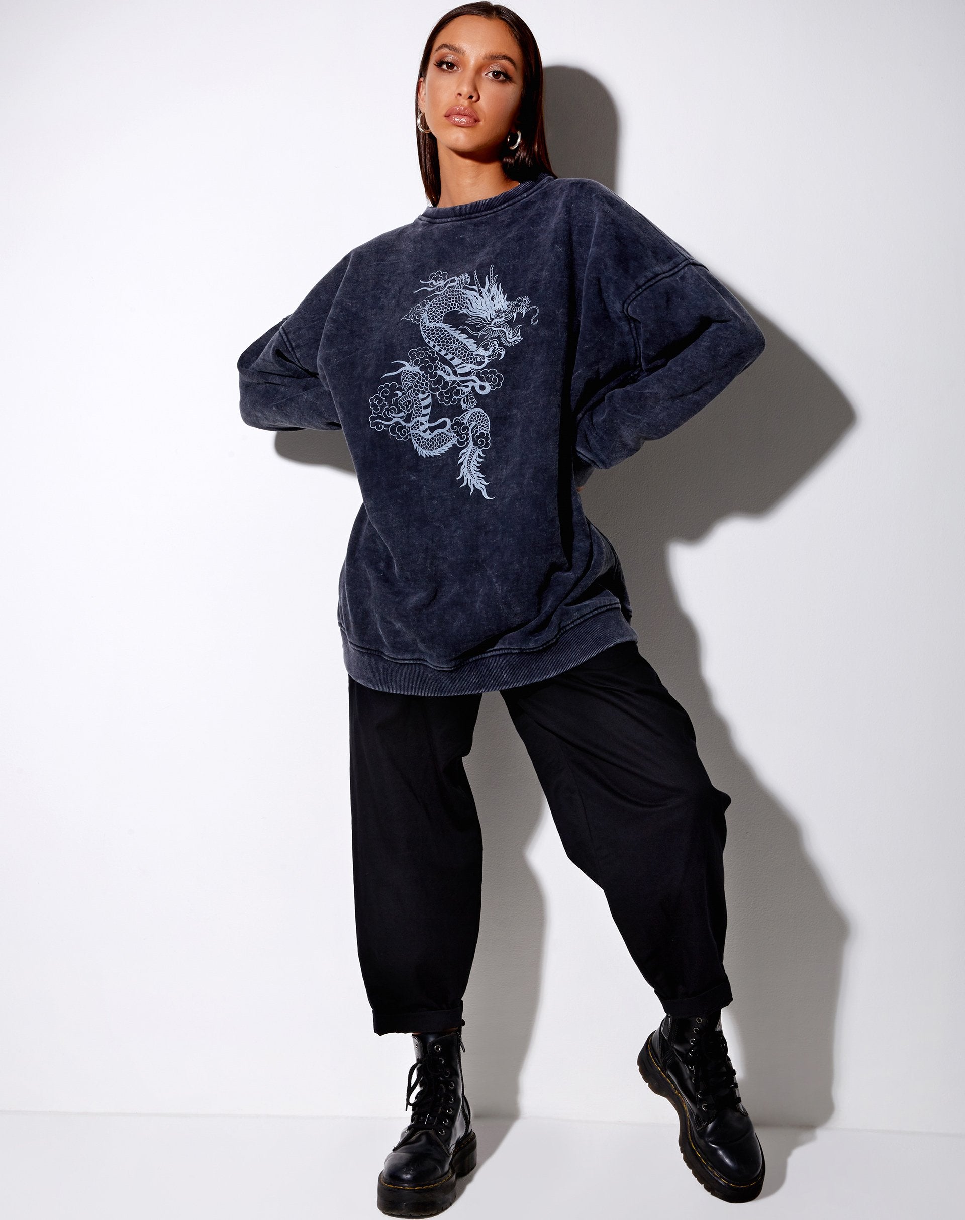 Immagine di Glo Felpa in Black Wash Dragon