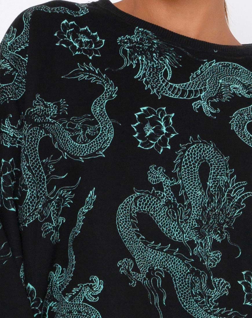 Immagine di Glo Felpa in Dragon Flower Nero e Menta