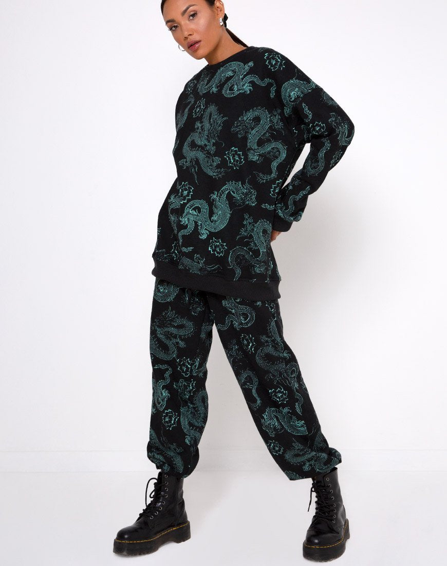 Immagine di Basta Jogger in Dragon Flower Nero e Menta