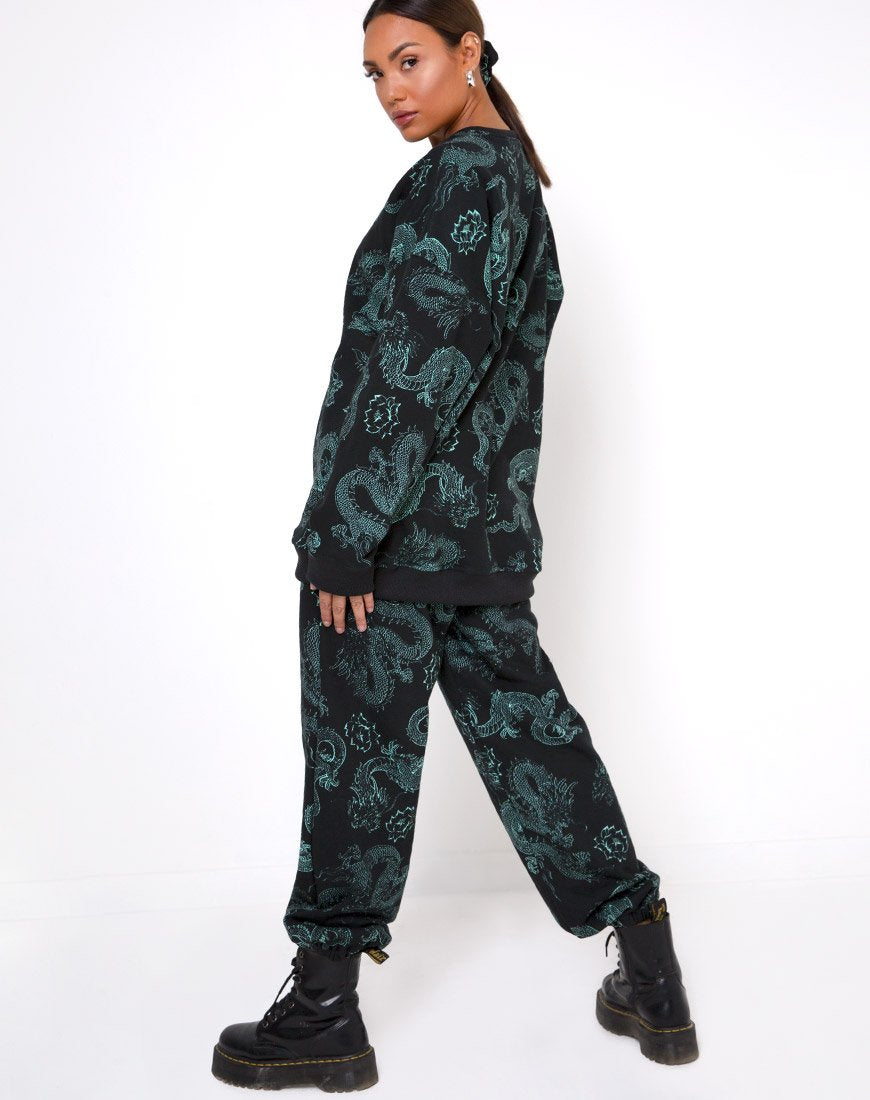 Immagine di Basta Jogger in Dragon Flower Nero e Menta