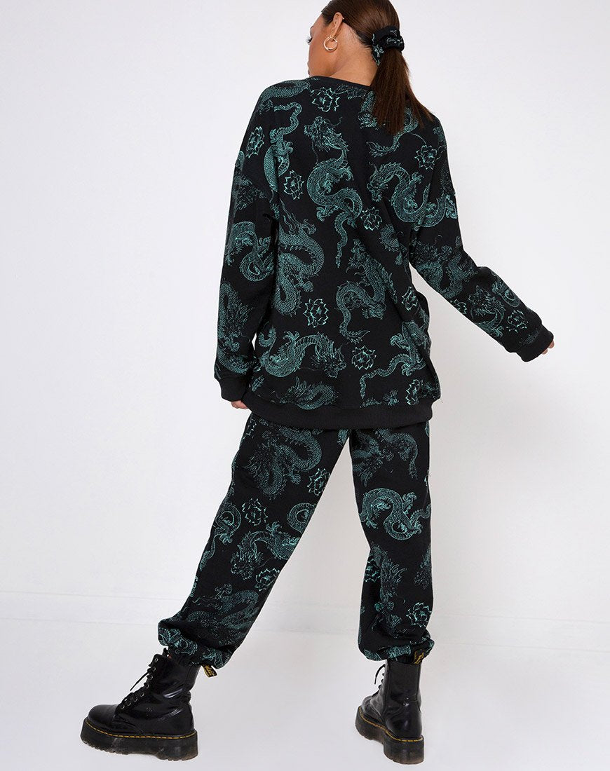 Immagine di Basta Jogger in Dragon Flower Nero e Menta