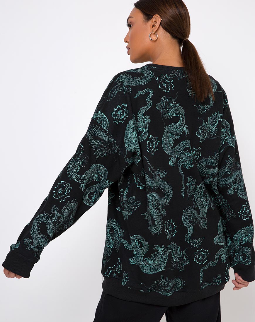 Immagine di Glo Felpa in Dragon Flower Nero e Menta