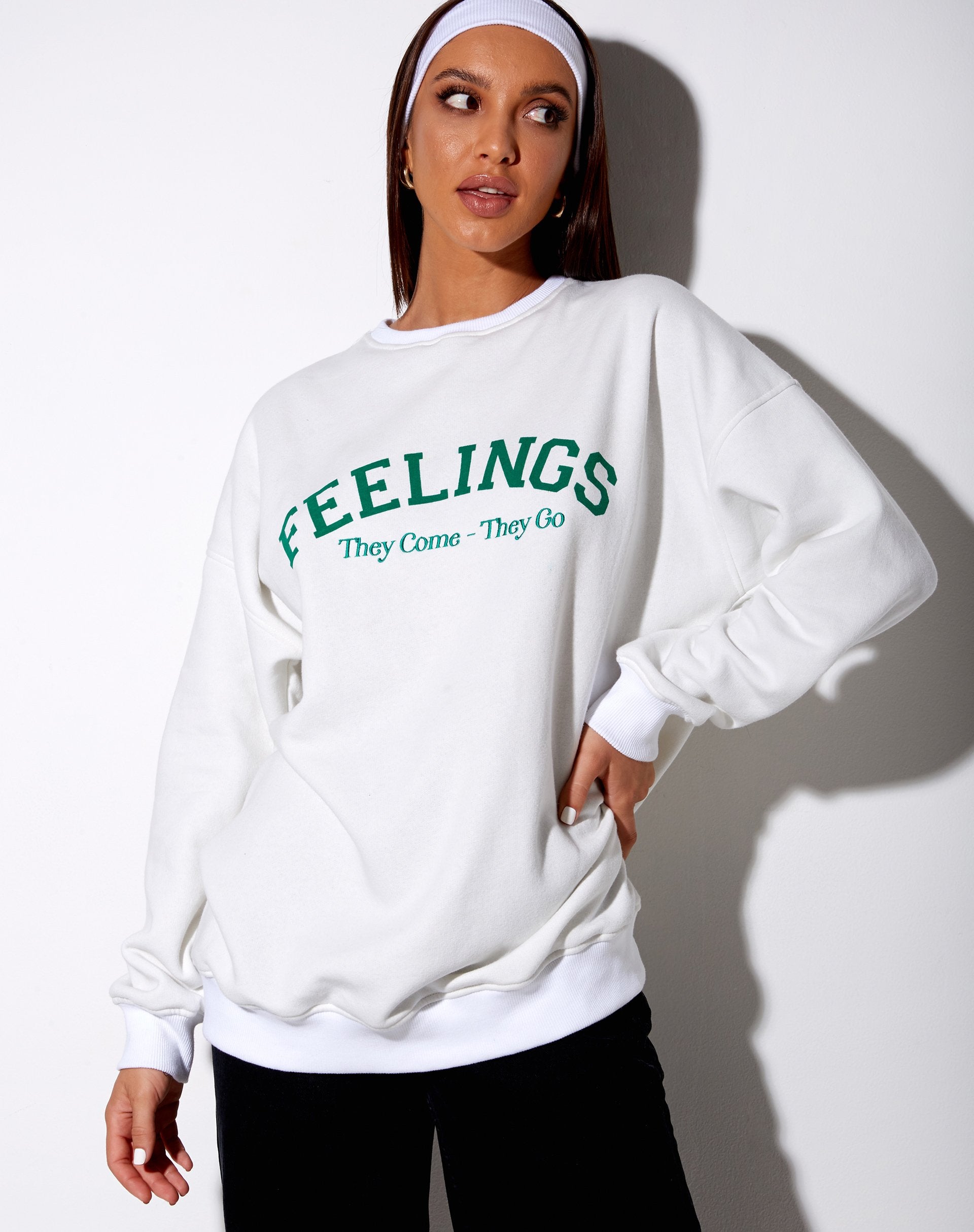 Immagine di Glo Felpa in bianco Feelings They Come They Go