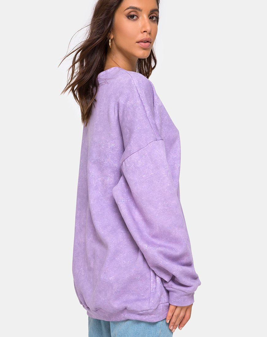 Immagine della felpa Glo con lavaggio acido viola