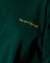 Verde bottiglia con ricamo Take Care Of Yourself