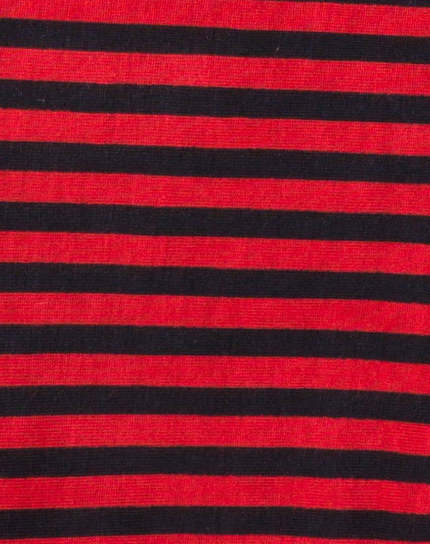 Immagine di Goce Crop Top a mini righe rosse e nere