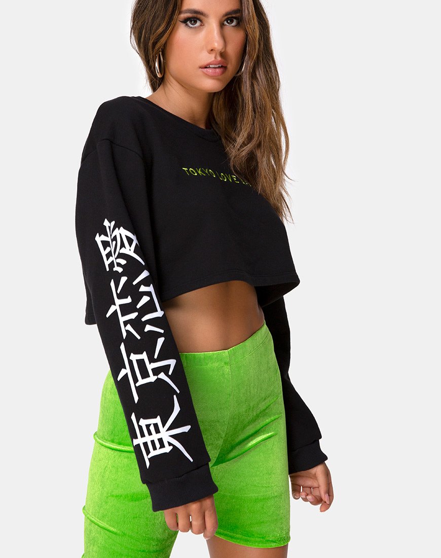 Immagine di Gocea Crop Top in Nero Tokyo Love Symbol