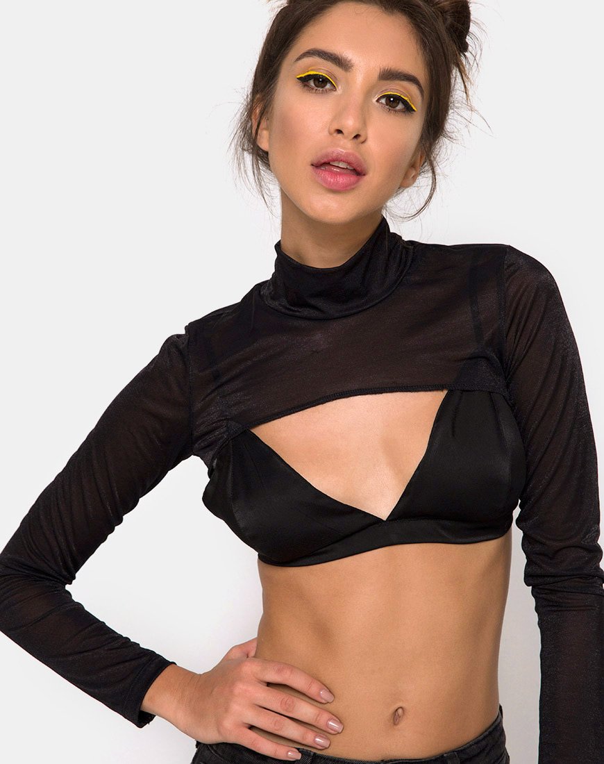 Immagine di Gola Top in maglia trasparente nero